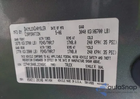 2006 Dodge Ram 1500 Slt from USA, damaged, VIN 1D7HA18N86J220601